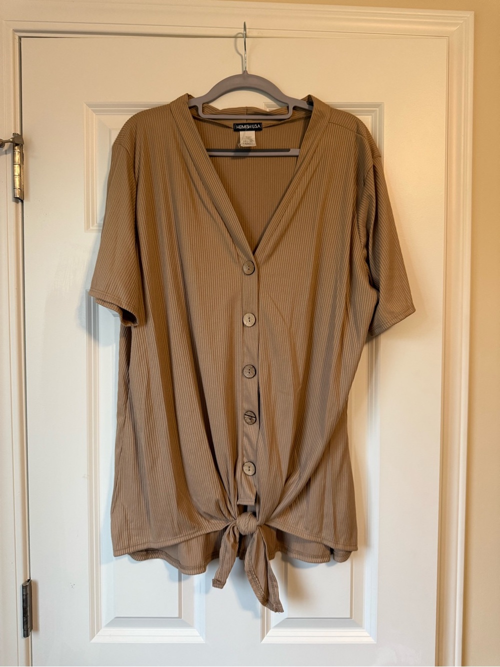 Heimish Tie-Front Button V-Neck Top